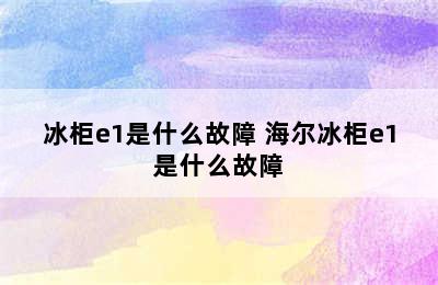 冰柜e1是什么故障 海尔冰柜e1是什么故障